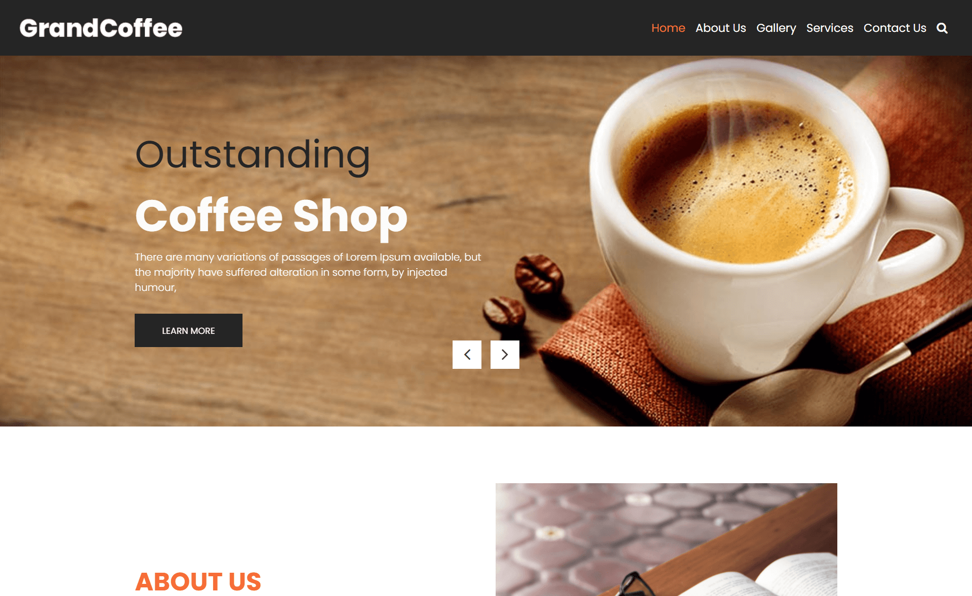 GrandCoffee – Coffee Shop Website Template